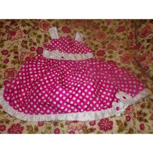 Youngland pink white dotted sundress with floral accents size 4t